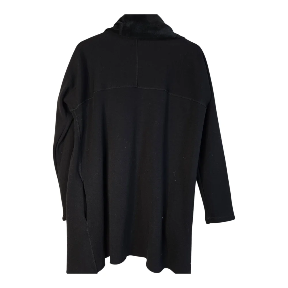 DREW Women's Size M NWT Black Open Front Luxury Collared Wrap Jacket